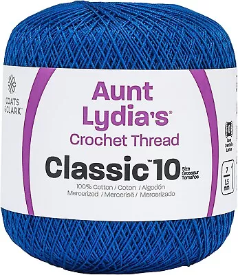 Aunt Lydia's Classic Crochet Thread Size 10-Dark Royal 154-487 • £11.05