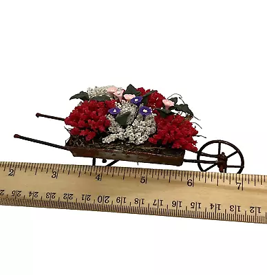 Dollhouse Miniature Accessories 1:12 Wheelbarrow With Flowers • $39.88
