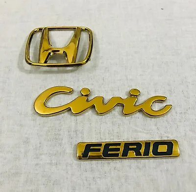 Jdm Honda Civic Eg Ek Ferio 1990-2000 Gold Emblem Rear Trunk Set • $79.99