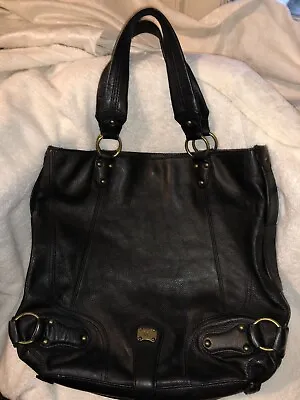 Michael Kors MK Lg Black Leather Tote Work  Shopper Handbag • $42