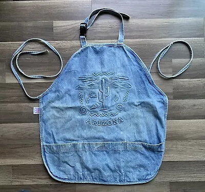 RARE Vintage Embossed Cactus  Arizona  Denim Apron USA Desert Cookout Barbecue • $32