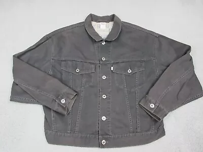 VINTAGE Levis Jacket Mens Adult Medium Gray Silver Tab Corduroy Trucker Coat • $88.85