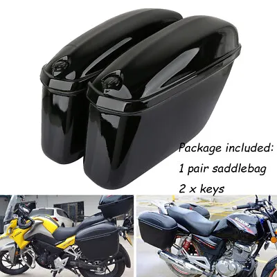 2x 22L Motorcycle Hard Trunk Saddlebags Saddle Bag Side Box Rear Black Universal • $165.99