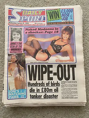 Daily Sport Newspaper 6th January 1993 Joni Flynn Gaynor Goodman • £14.99