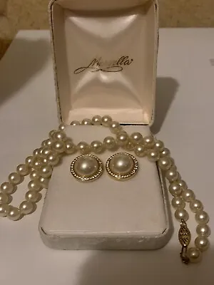 Marvella Vintage NIB Gold-tone Faux Pearl Rhinestone  Earrings/ Pearls Set • $26