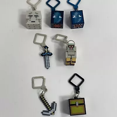 Minecraft Keychains Lot Of 8 Sheep Cube Sword Pick Ax Treasure Chest • $9.60