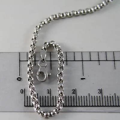 18k White Gold Chain 19.70 In Dome Round Circle Rolo Link 2.5 Mm Made In Italy • $973.45