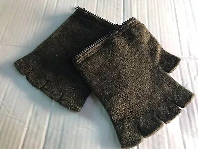 100% Wool Fingerless Gloves Brown Sz L New With Zipper • $15.99