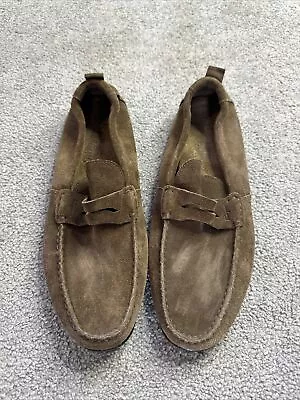 Salvatore Ferragamo Mens Driving Shoes 11 D Brown Suede Loafers • $100