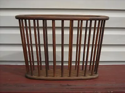 Vintage Mid Century Modern Arthur Style Umanoff Oval Wood Magazine Rack • $99.99