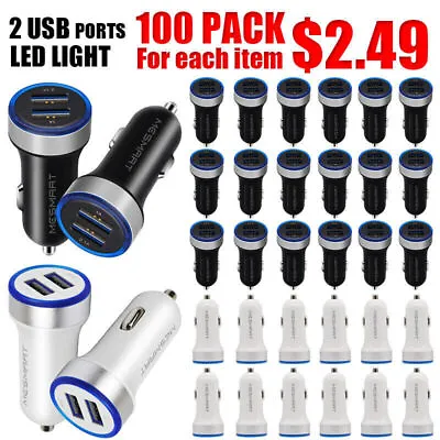 100X Lot Dual USB Car Charger Charging Adapter Block For IPhone 14 13 12 Samsung • $249.99