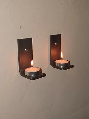 2 X Rustic Metal Steel Wall Mounted Candle Sconces Tealight Holder Ideal Gift UK • £8.99