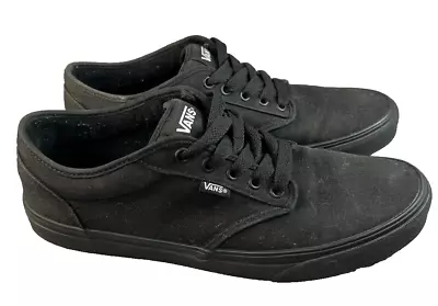 VANS Off The Wall All Black Canvas Lace Up Low Top Shoes - Men's Size 11 • $41.79