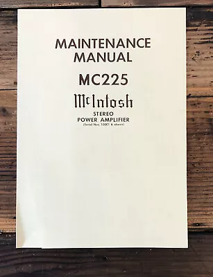 McIntosh MC225 MC-225 Amplifier  Fold Out Schematic *Original* • $34.97