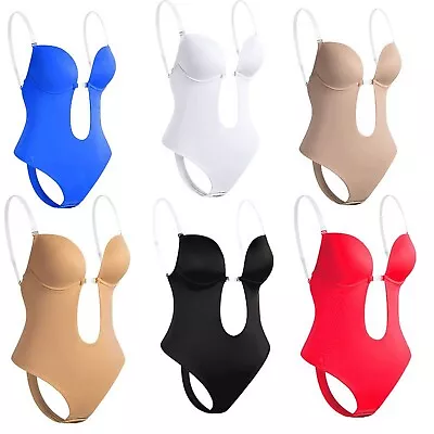 Women U-Plunge Shapewear Deep-V Bodysuit Jumpsuit Body Shaper Wedding Bra Dress • $18.21