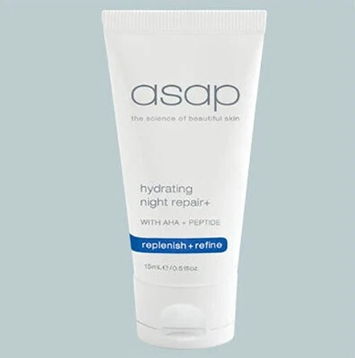 ASAP Hydrating Night Repair+ Moisturiser W AHA + Peptide - 15ml (Deluxe Sample) • $21.95