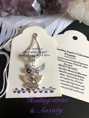 £4.99 • Buy Stress, Depression & Anxiety Healing Gemstone Crystal Angel Necklace Gift Set.