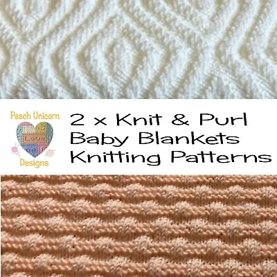 Knitting Patterns For Babies Blankets X 2 - Cosy Weaving & Hidden Crosses Easy • £3.99