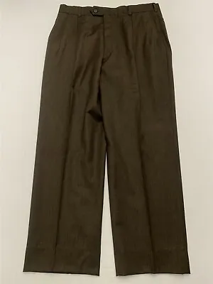 VTG Hart Schaffner Marx 35 X 30 Brown Pleated Wool Flannel Dress Pants • $29.35