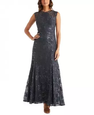 New $159 R & M Richards   Women's Sequin Long Lace Sleeveless Dress A2537 • $29.99