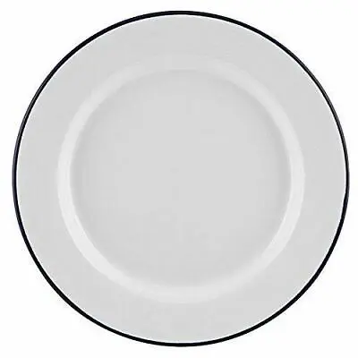 24cm Traditional Falcon White Enamel Dinner Plate Pie Roasting Baking Camping • £10.99