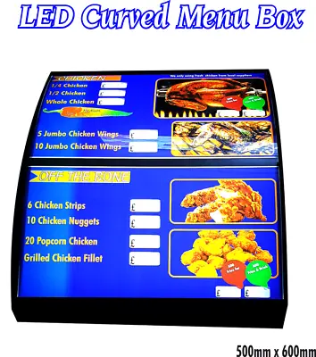 Approx 50x 60cm LED Curved Menu Box Illuminated Board Sign Restaurant Takeaway  • £85