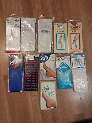 Vintage Lot Of 11 Pairs Knee Highs Stockings Pantyhose Sabra Yoffipeds/ Plus • $20