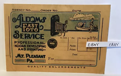 Early Mt. Pleasant Pa. Aldoms Photo Service Kodak Prints Rare Ad New Postcard • $9.95