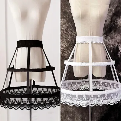 Women Petticoat Wedding Lolita Dress Bustle Hoop Cage Skirt Pannier Crinoline UK • £10.39