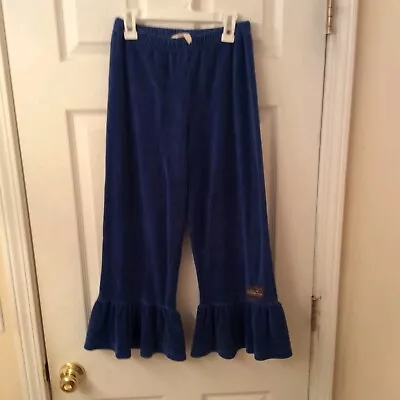 MATILDA Jane Blue Big Ruffles Crop Velour Stretch Pants Girls Size 12 • $24.99