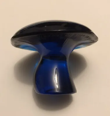 Viking Glass Mushroom Blue Bluenique Royal 3.5 Inch Cap Paperweight • $135