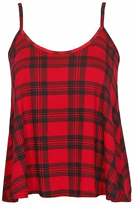 Womens Cami Tops Ladies Camisoles Vest Flared Swing Strappy Plus Size Top 8-26 • £7.49