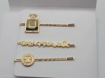 CHANEL VIP GIFT Hair Accessories - Set Of 3 Gold Plated Hair Clips RARE  • £71.35