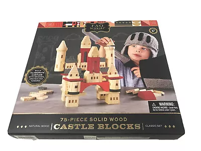 F.A.O. Schwartz Solid Natural Wood Castle Blocks Classic Set NEW 75 Pcs • $58.58