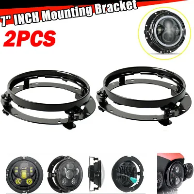 Pair 7inch LED Headlight Mounting Bracket Round Ring For Jeep Wrangler JK Harley • $35.99