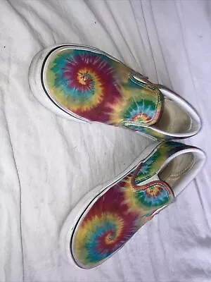 VANS Slip On Multicolor Tie Dye Canvas Low Top Shoes Men’s Size 5 Women’s 6.5 • $20