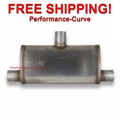 FLOW II Stainless Steel Performance Muffler - 2.5  - Center Body In / Dual Out • $62.95