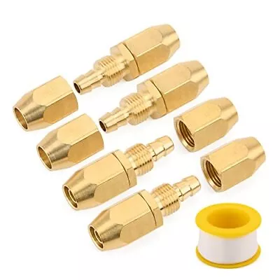 SILATU Air Hose Repair Kit - 1/4 Inch Air Hose Fittings Solid Brass Reusable • $14.35