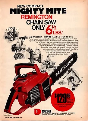 Remington Mighty Mite Chainsaw-Only 6 1/2 Lbs-Vintage Print Ad • $8