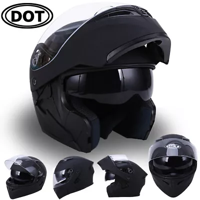 Motorcycle Dual Visor Flip Up Modular Full Face Helmets DOT Approved M L XL XXL • $60.99