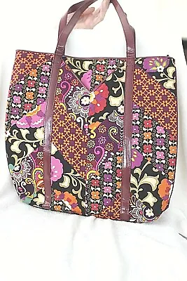 Retired VERA BRADLEY Tall TOTE Bag Handbag Suzani & Safari Sunset Colorful Combo • $37.50