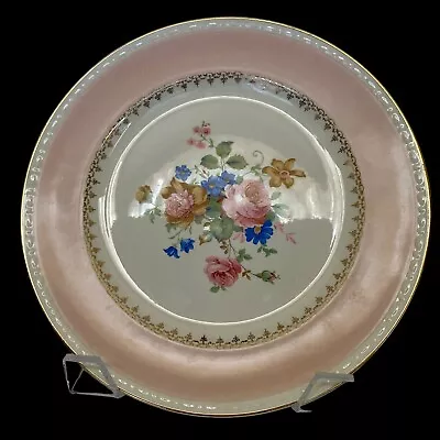 Homer Laughlin Eggshell Georgian  Pink Dinner Plate Cabbage Rose Shabby Chic • $11