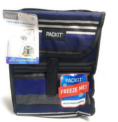 $19.99 • Buy PackIt Freezable (Blue Stripe) Lunch Bag, One Size