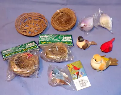 Lot Of VTG Wreath Crafting Craft Supplies Birds Nest Feathers Mushroom Red Blue • $16.99