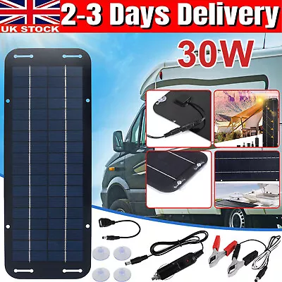  30W Solar Panel Kit Trickle Battery Charger DC 12V For Car Van Caravan Boat UK • £12.99