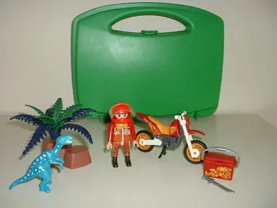 £10 • Buy Playmobil Dinosaur Set 9431 - Raptor & Dino Hunter + Motor Bike + Accessories.