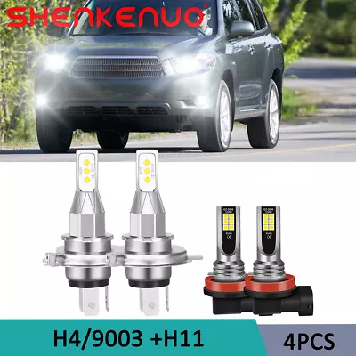 For 2008 2009 2010 Toyota Highlander 6K LED Headlight Hi/Lo + Fog Light Bulbs US • $28.43