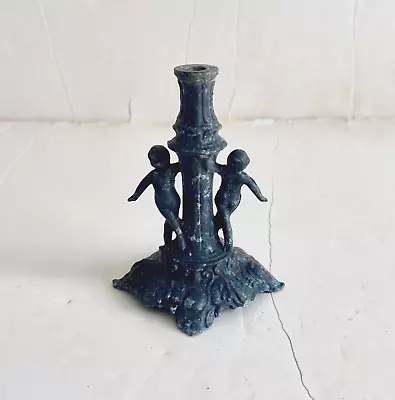 Vintage Cast Metal Mini Table Lamp Base Cherubs Steampunk Cherub Shabby Chic • $19.99