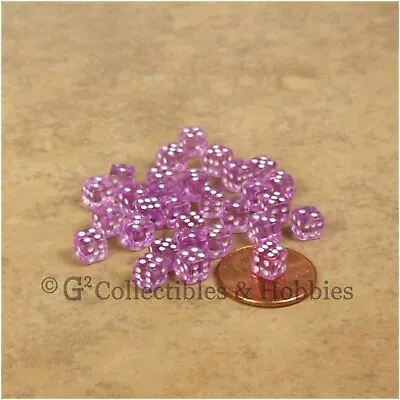 NEW 5mm Deluxe Rounded Edge 30 MINI Dice Transparent Orchid RPG Game Tiny D6 Set • $8.99