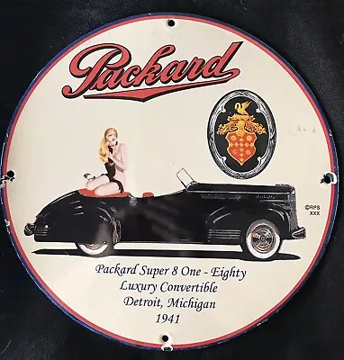 Vintage Style 1942 Packard “super 8 One-eighty”sign 12 Inch Porcelain • $123